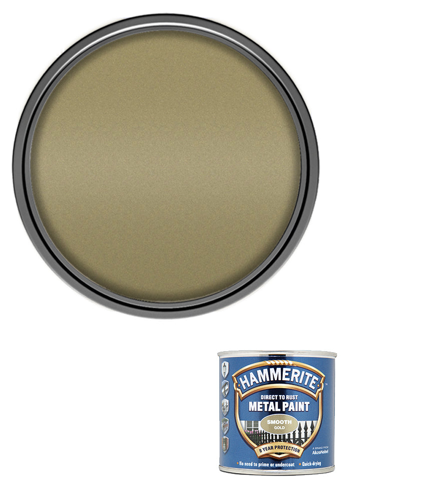 Hammerite - Smooth Direct To Rust Metal Paint - 250ML - Gold