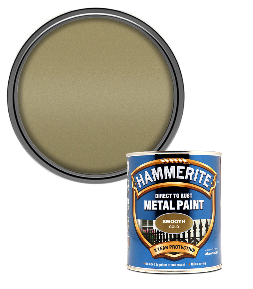 Hammerite - Smooth Direct To Rust Metal Paint - 750ML - Gold