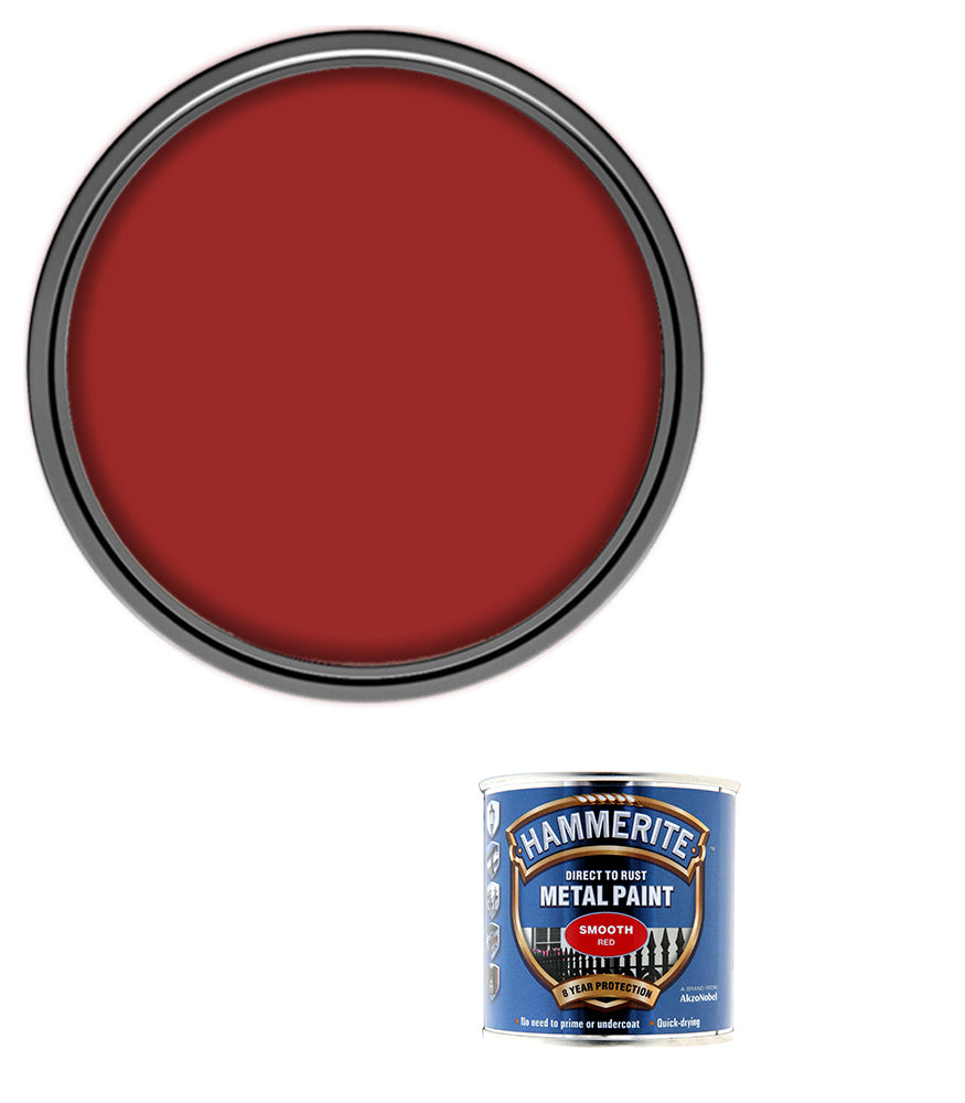 Hammerite - Smooth Direct To Rust Metal Paint - 250ML - Red