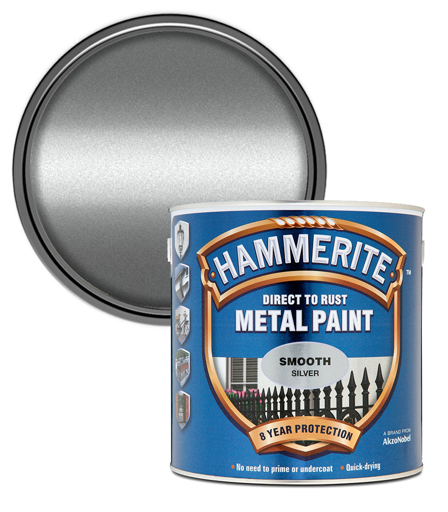 Hammerite - Smooth Direct To Rust Metal Paint - 2.5 Litres - Silver