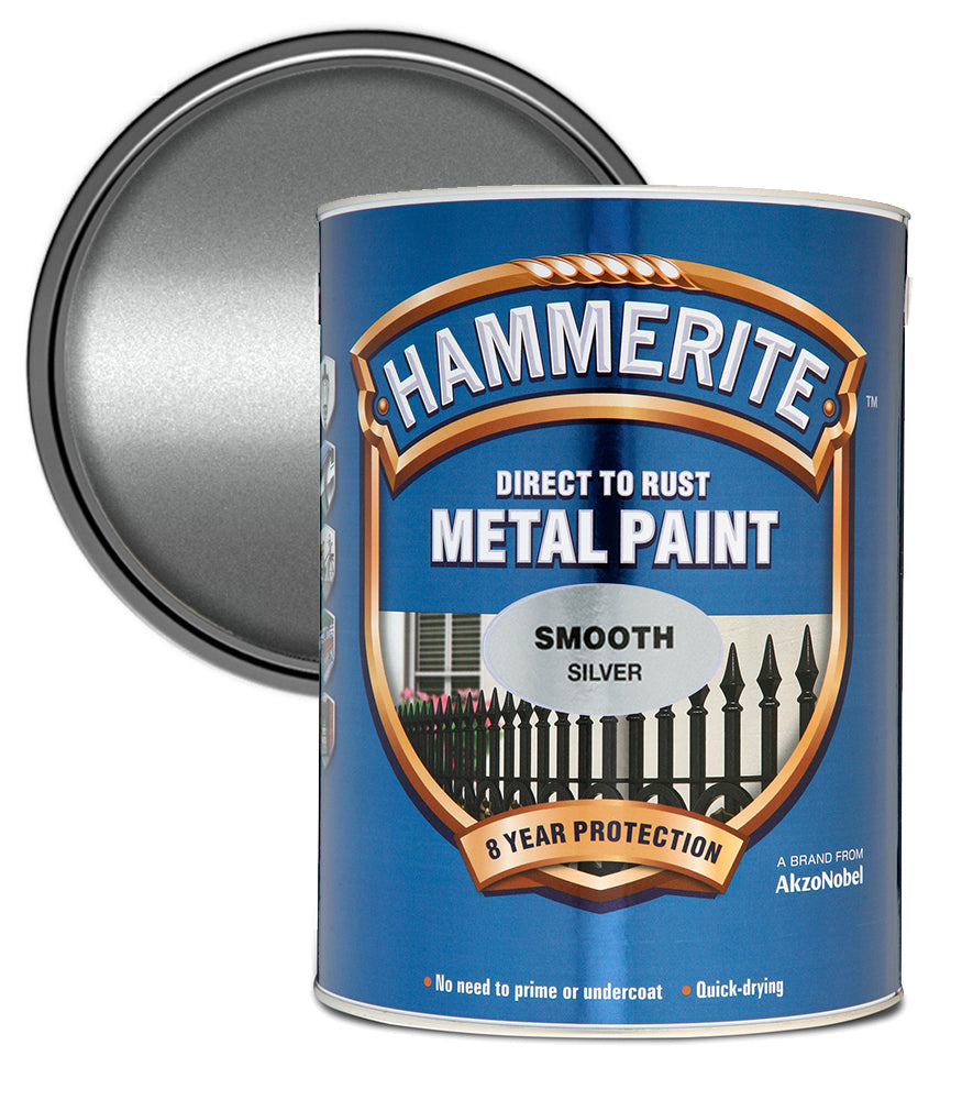 Hammerite - Smooth Direct To Rust Metal Paint - 5 Litres - Silver