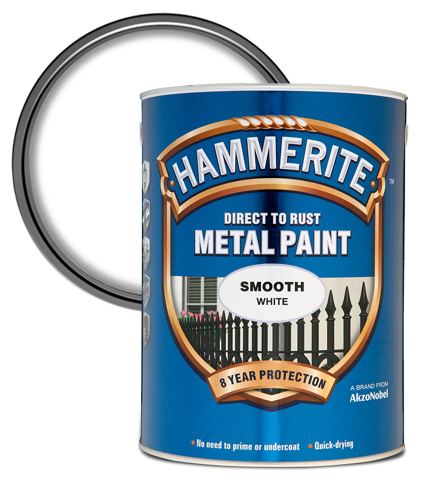 Hammerite - Smooth Direct To Rust Metal Paint - 5 Litres - White
