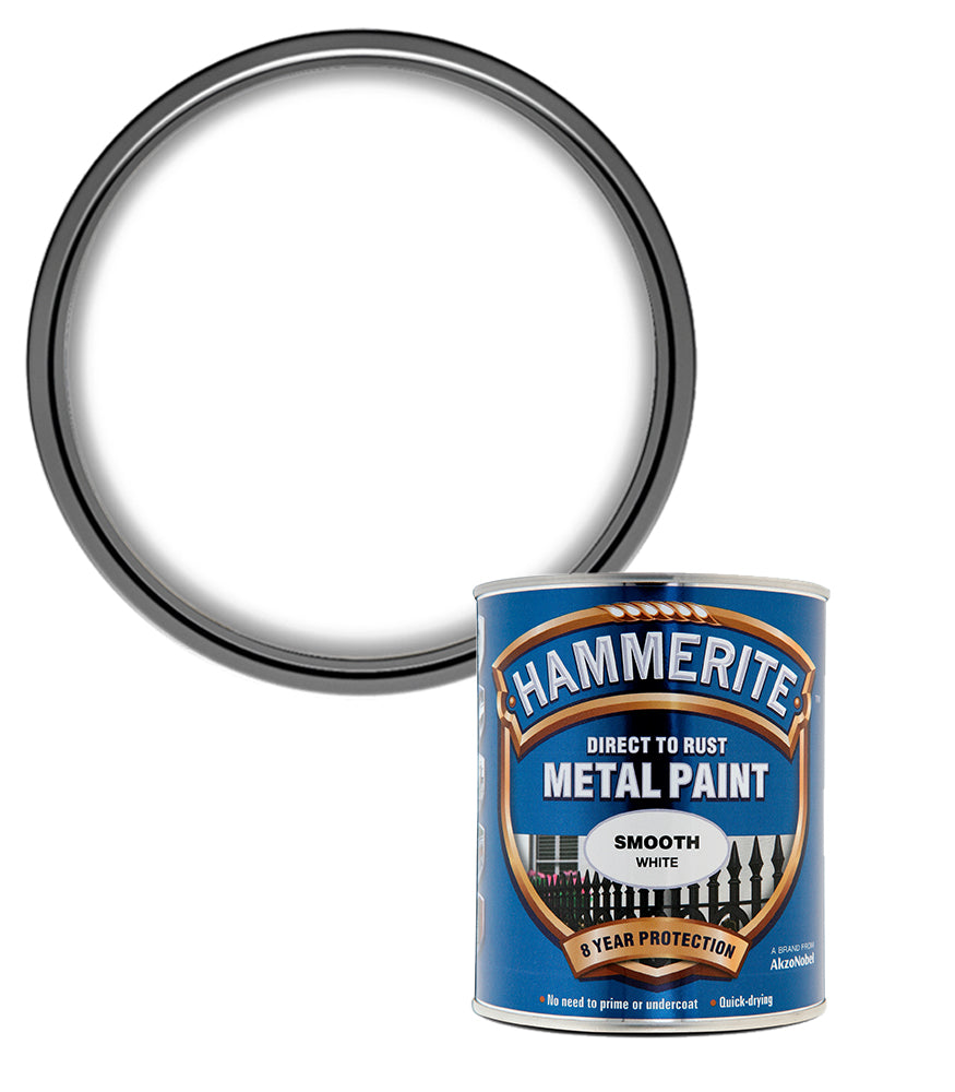 Hammerite - Smooth Direct To Rust Metal Paint - 750ML - White