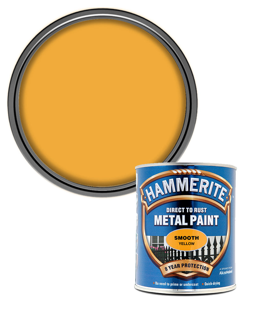 Hammerite - Smooth Direct To Rust Metal Paint - 750ML - Yellow