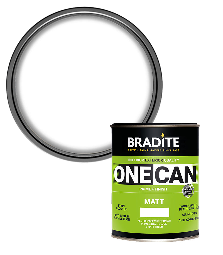 Bradite One Can Matt O63 Primer and Finish - White - 1L