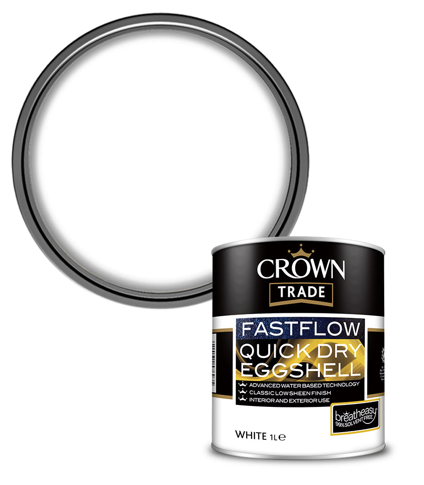 Crown Trade Fastflow Quick Dry Eggshell - White - 1L