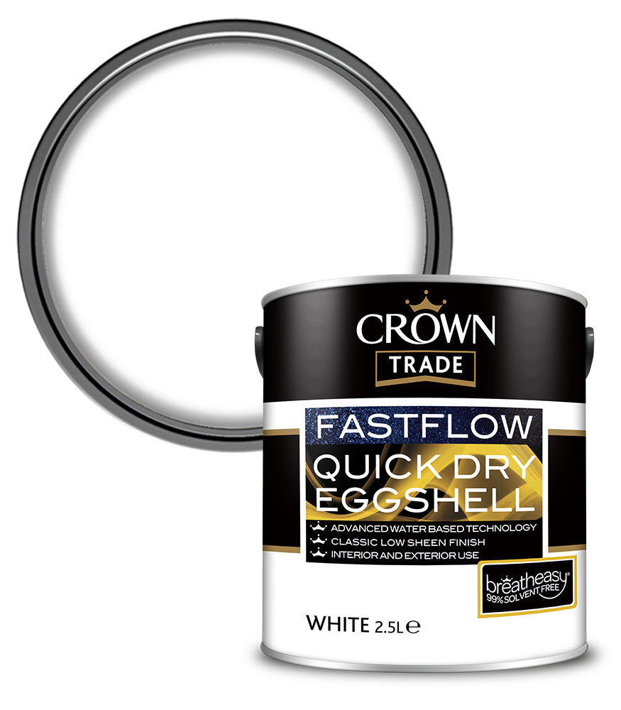 Crown Trade Fastflow Quick Dry Eggshell - White - 2.5L