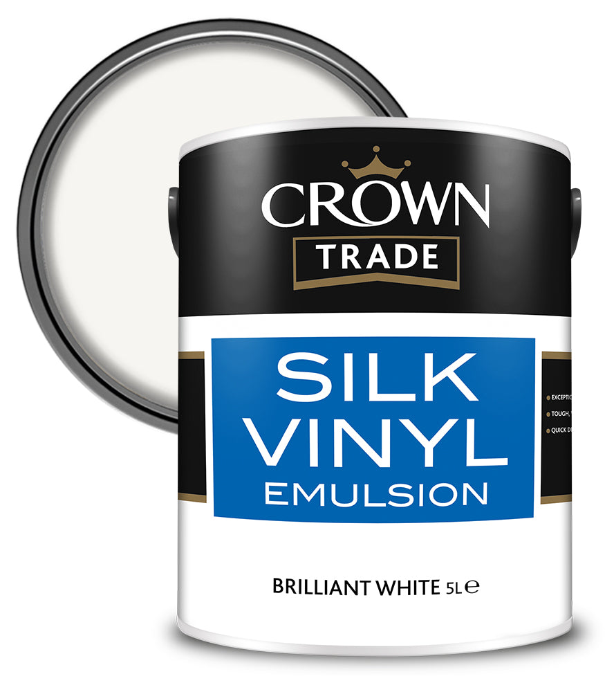 Crown Trade Vinyl Silk Emulsion - Brilliant White - 5L