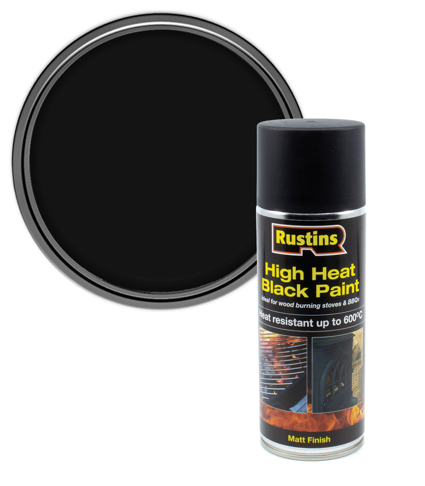 Rustins High Heat Paint Black - 400ml Aerosol