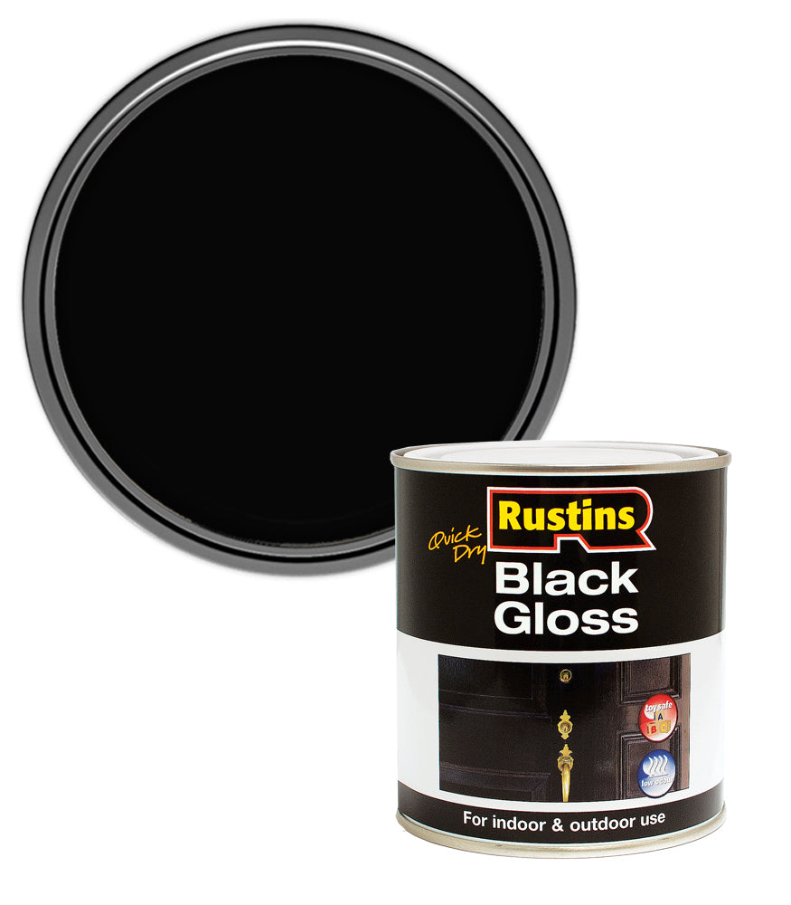 Rustins Quick Dry Black Gloss - 1 Litre