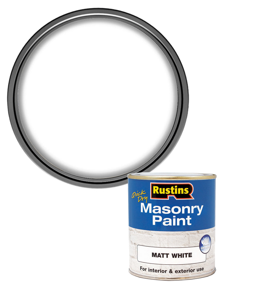 Rustins Quick Dry Masonry Paint - White - 500ml