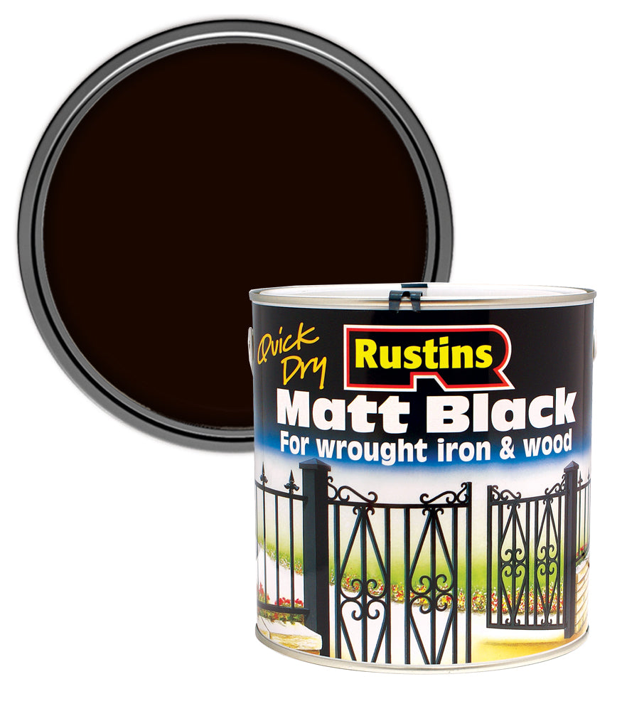 Rustins Quick Dry Matt Black Paint - 2.5 Litre