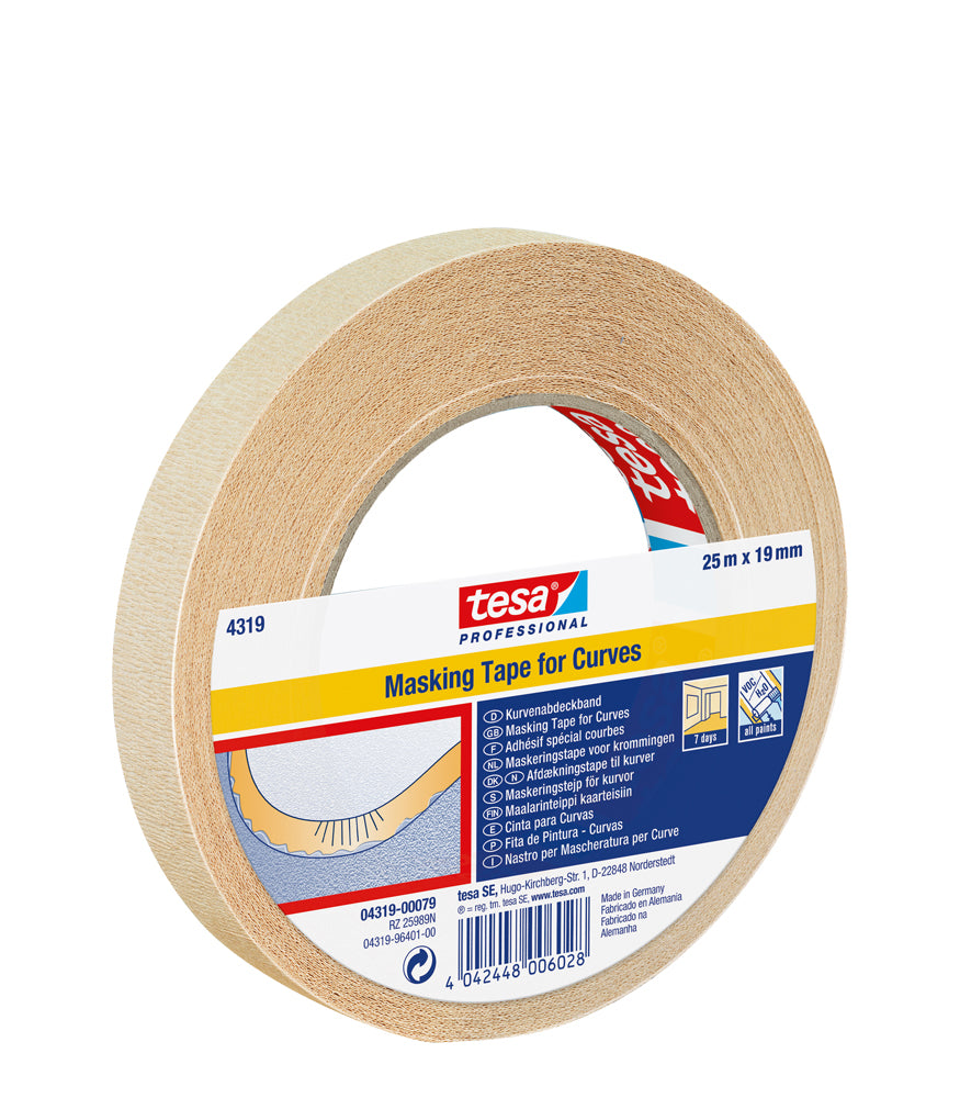 Tesa Professional 4319 Masking Tape for Curves - brown - 19mm x 25m
