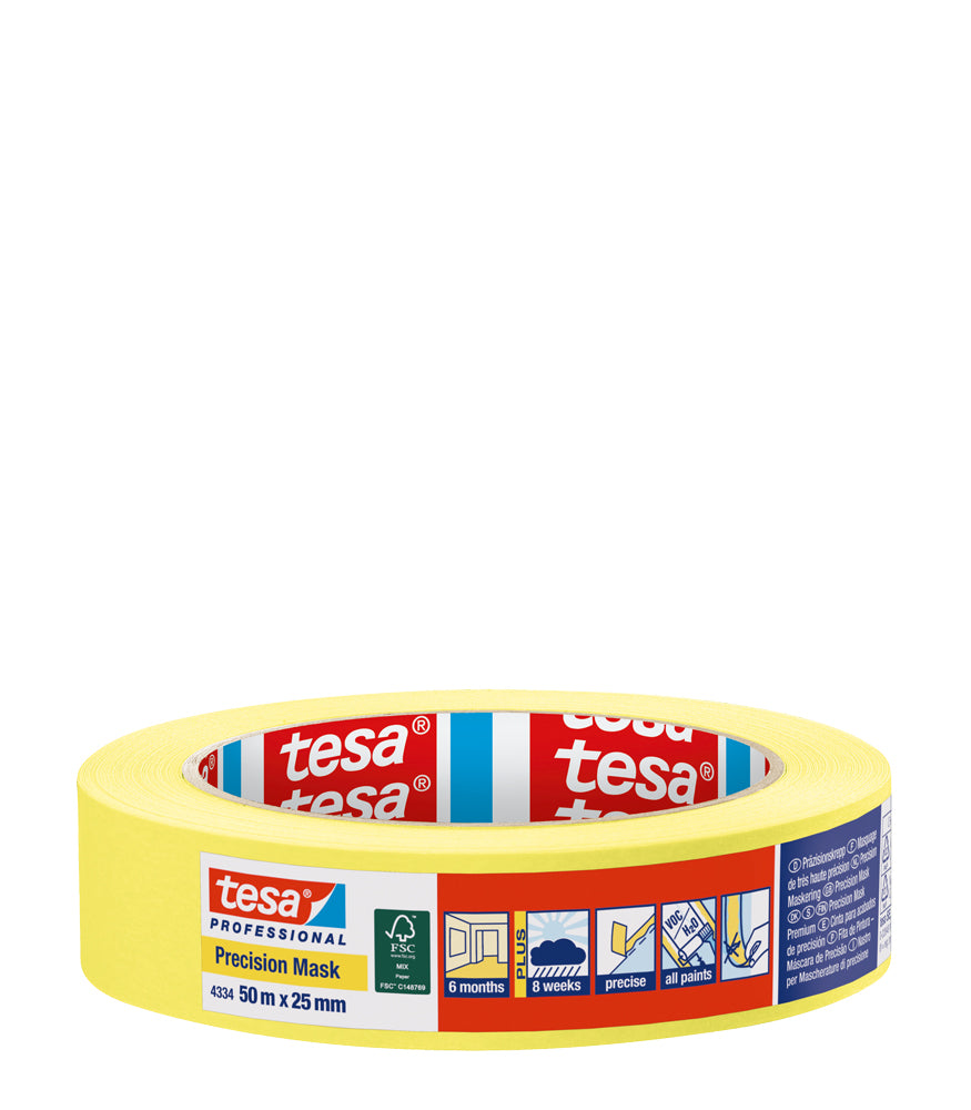 Tesa Precision Masking Tape Indoor (6 months) Yellow - 25mm x 50m