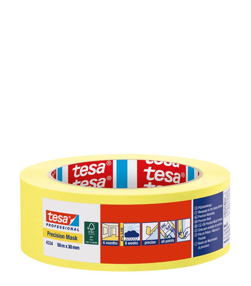 Tesa Precision Masking Tape Indoor (6 months) Yellow - 38mm x 50m