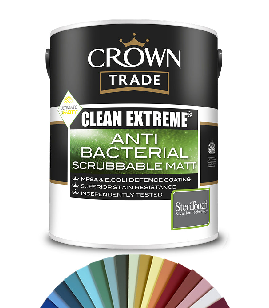 Crown Trade Clean Extreme Anti Bacterial Scrubbable Matt Paint - 5L - Tinted Colour Match
