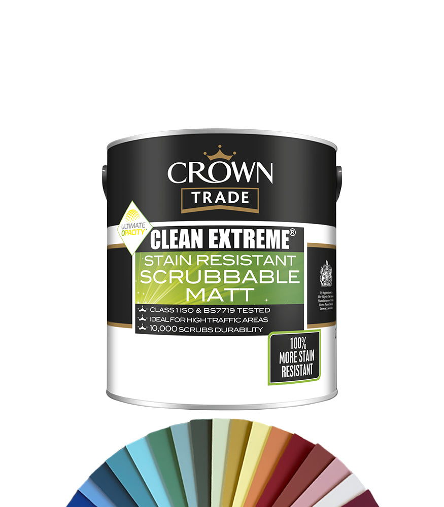 Crown Trade Clean Extreme Stain Scrubbable Matt - 2.5L - Tinted Colour Match