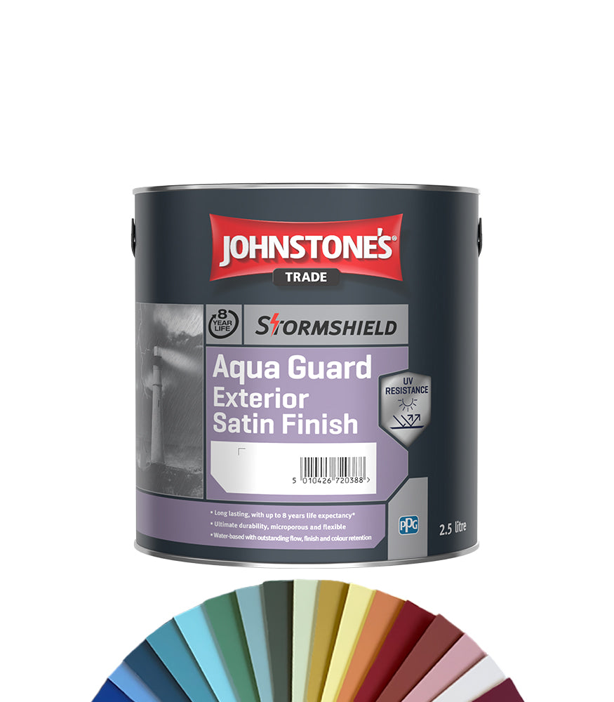 Johnstone's Trade Stormshield Aqua Guard Exterior Satin Finish Paint - 2.5L - Tinted Colour Match
