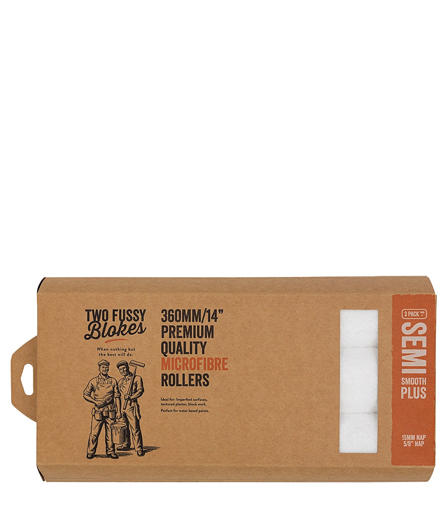 Two Fussy Blokes 14" 360mm Microfibre Semi Smooth Plus Roller Refill 38mm Core - 3 Pack