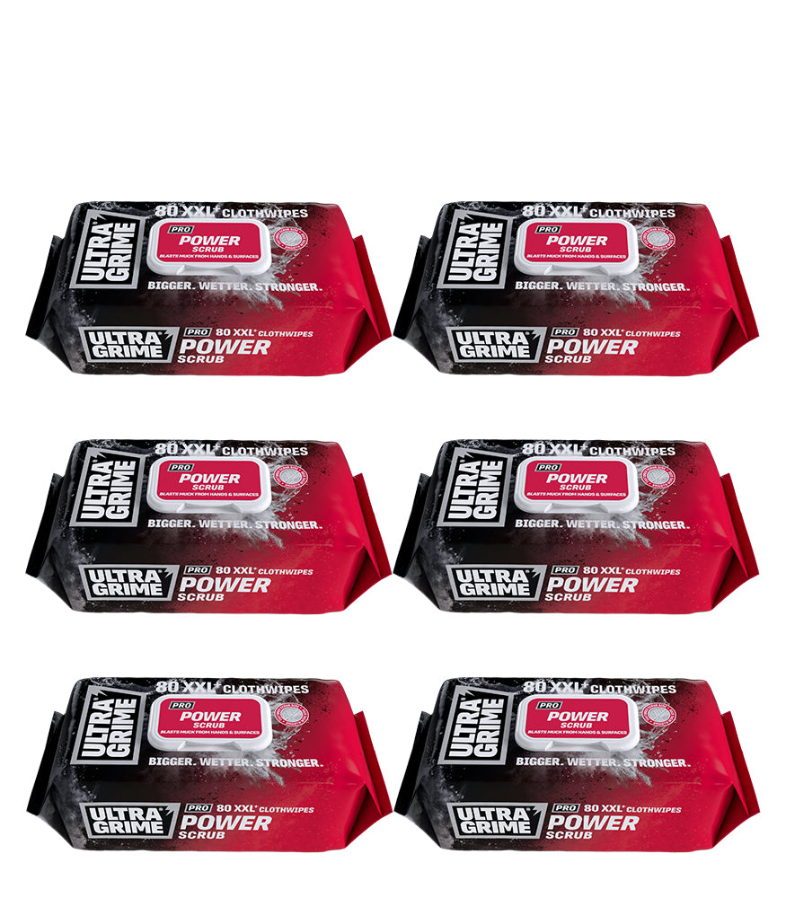 UltraGrime Power Scrub XXL Cloth Wipes 80 Pack - Box of 6