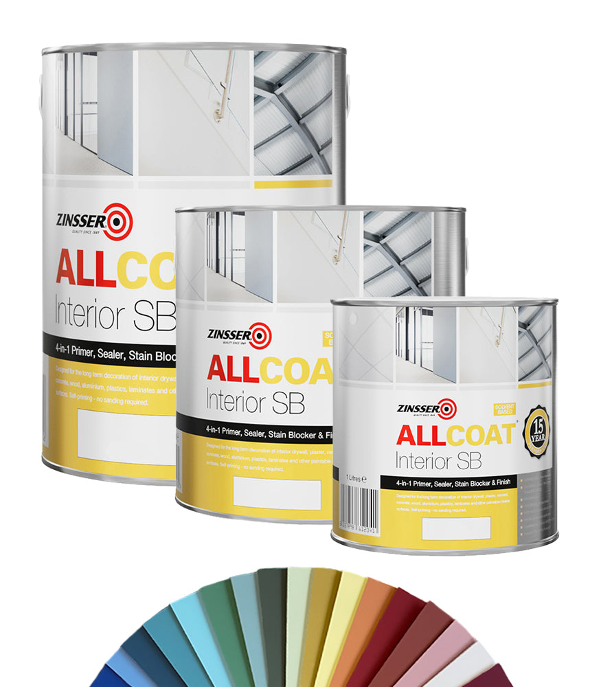 Zinsser AllCoat (Solvent Based) Stain Killer Interior Dead Flat Paint- Tinted Colour Match