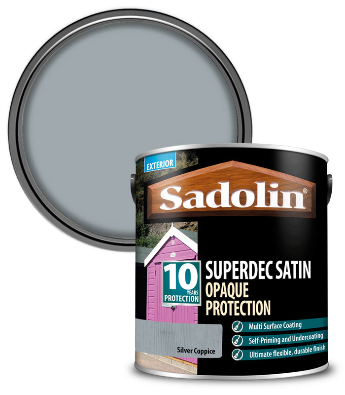 Sadolin Superdec Satin Opaque Wood Protection - Silver Coppice - 2.5L