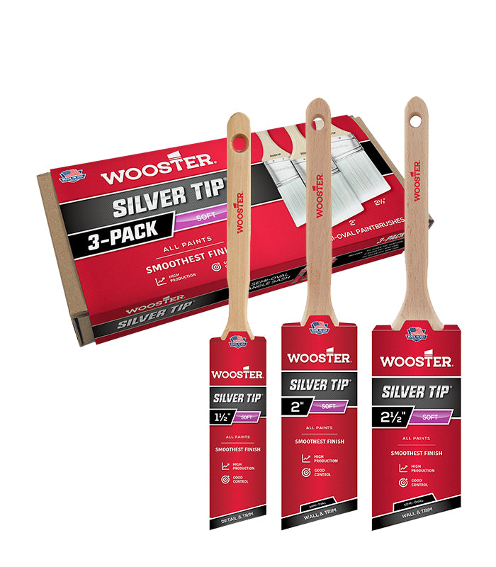 Wooster Silver Tip Semi-Oval Angle Sash Paint Brush- 3 Pack