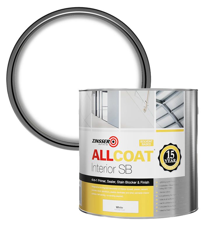 Zinsser AllCoat (Solvent Based) Stain Killer - White - 2.5 Litre