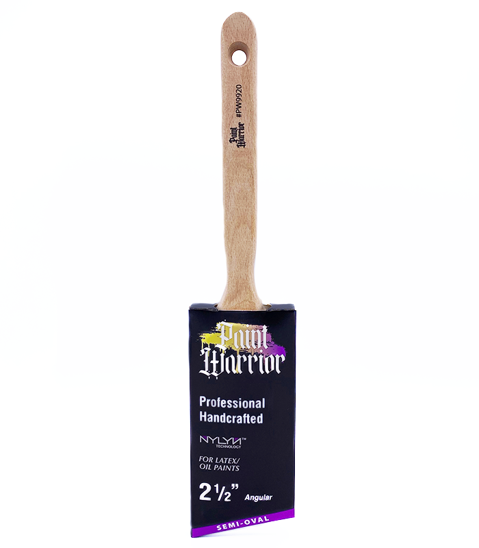 Paint Warrior Paint Brush Semi Oval Angled Long Handle - 2.5 Inch