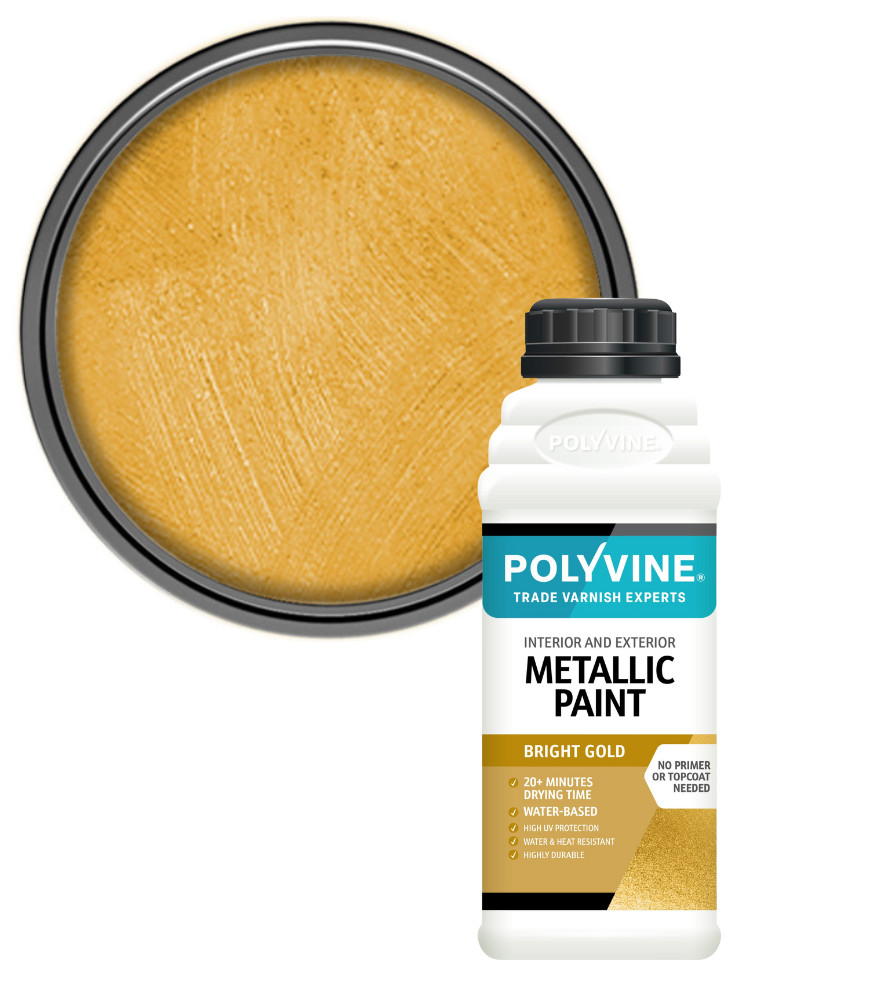 Polyvine - Acrylic Metallic Paint - Bright Gold - 1 LITRE