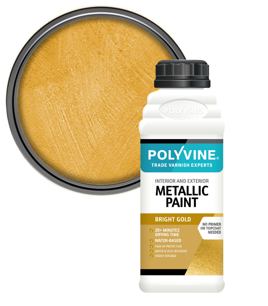 Polyvine - Acrylic Metallic Paint - Bright Gold - 2 LITRE