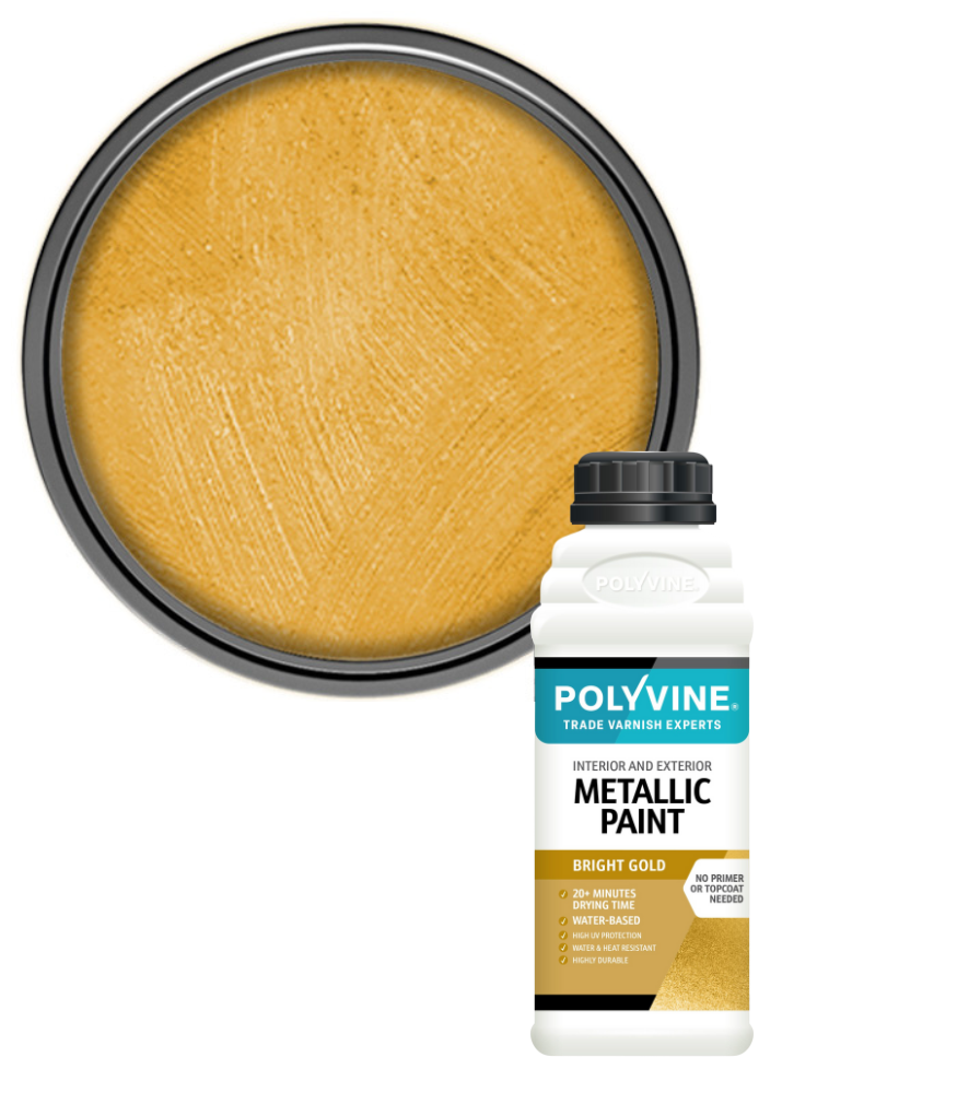 Polyvine - Acrylic Metallic Paint - Bright Gold - 500ML
