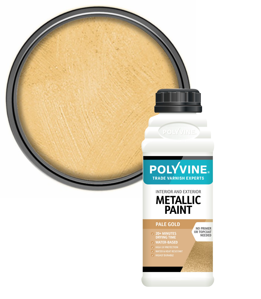 Polyvine - Acrylic Metallic Paint - Pale Gold - 1 LITRE