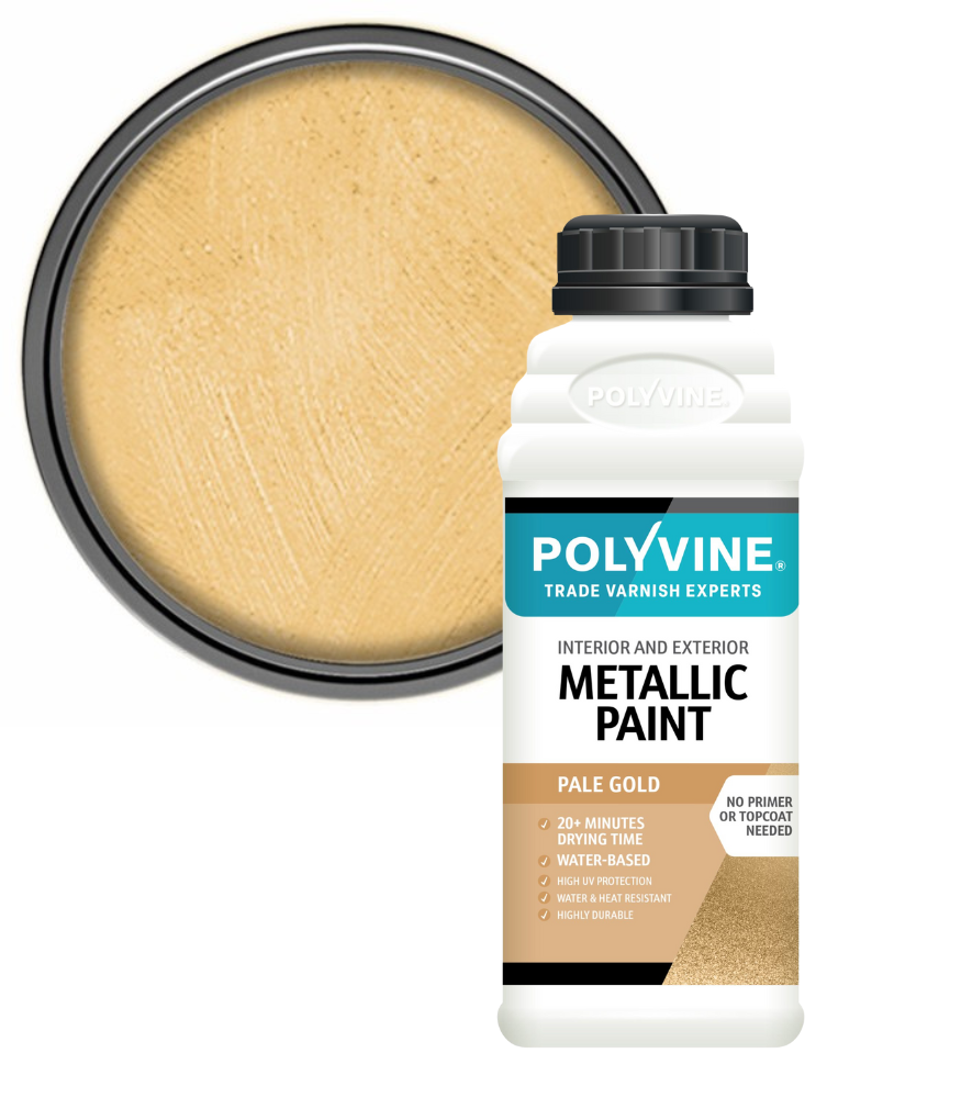 Polyvine - Acrylic Metallic Paint - Pale Gold - 2 LITRE