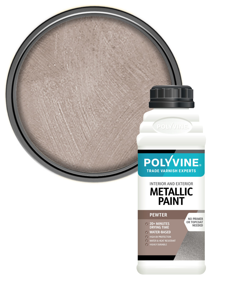 Polyvine - Acrylic Metallic Paint - Pewter - 1 LITRE