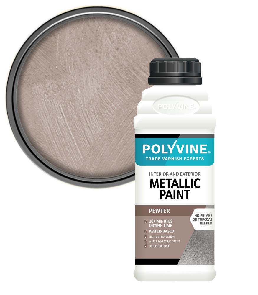 Polyvine - Acrylic Metallic Paint - Pewter - 2 LITRE