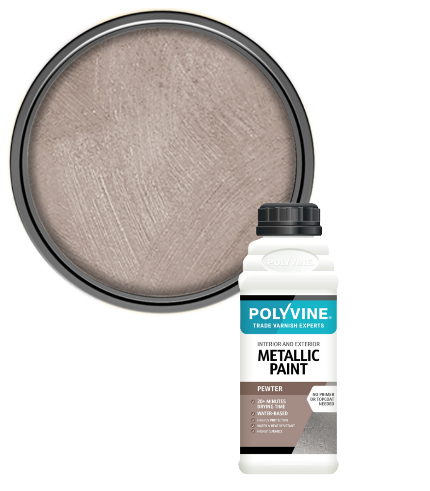 Polyvine - Acrylic Metallic Paint - Pewter - 500ML
