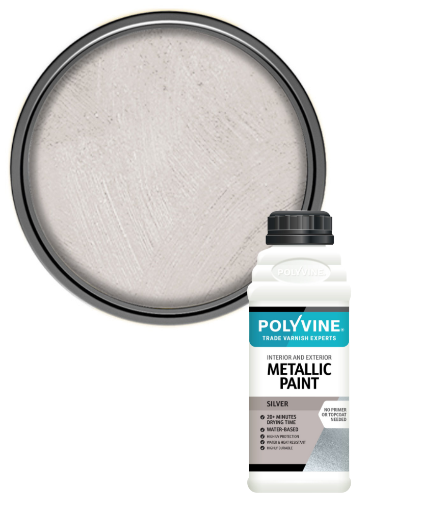 Polyvine - Acrylic Metallic Paint - Silver - 500ML