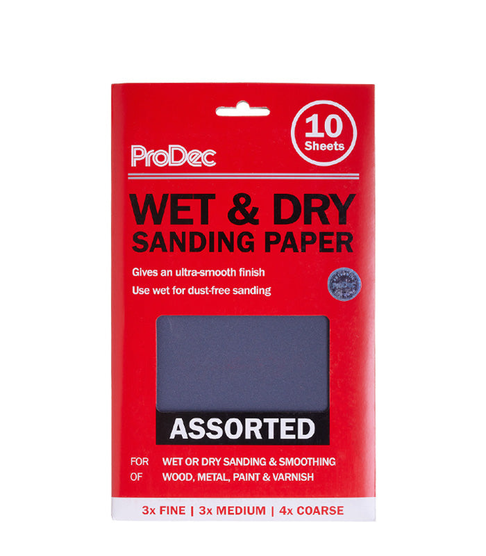 ProDec Assorted Grits Wet and Dry - 10 Sheets Half Size