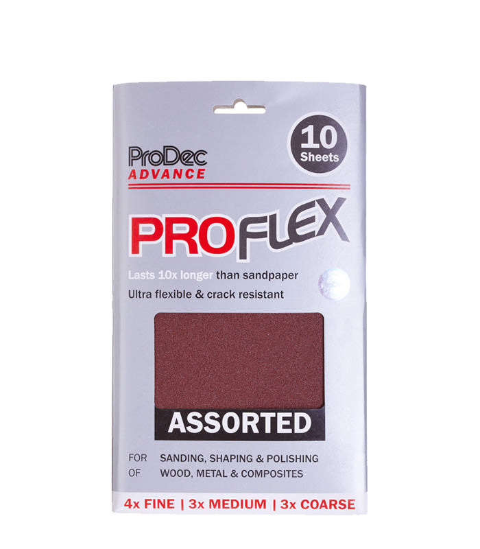 ProDec ProFlex Assorted Sandpaper - 10 Sheets Half Size (230mm x 140mm)