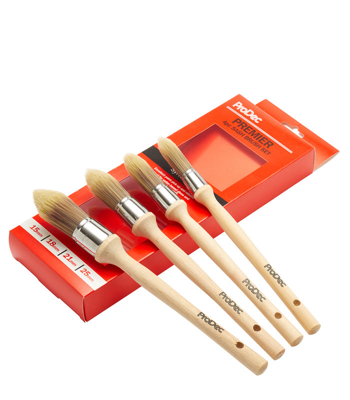 ProDec Synthetic Pointed Sash Paint Brush Set - 4 Piece