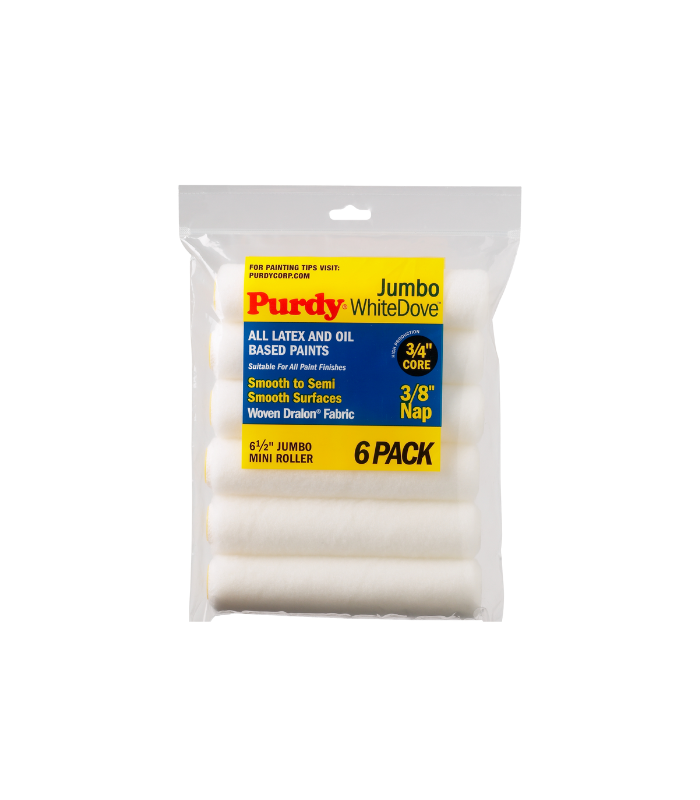 Purdy White Dove Jumbo Roller Sleeve 3/8 Nap - 6.5 Inch - 6 Pack
