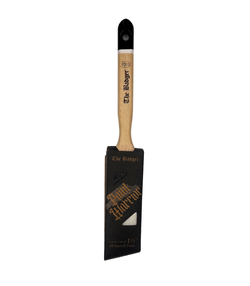 Paint Warrior Badger Oval Angle Paint Brush - 1.5 Inch