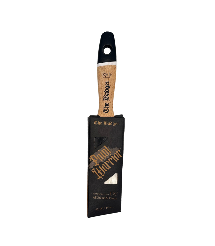 Paint Warrior Badger Oval Angle Bever Tail Paint Brush - 1.5 Inch