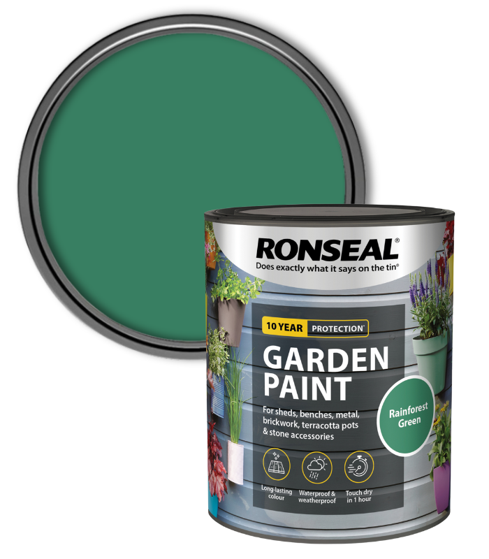 Ronseal Garden Paint - Rainforest Green - 750ml