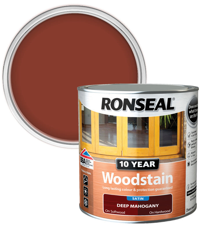 Ronseal 10 Year Exterior Woodstain - Deep Mahogany - 2.5L