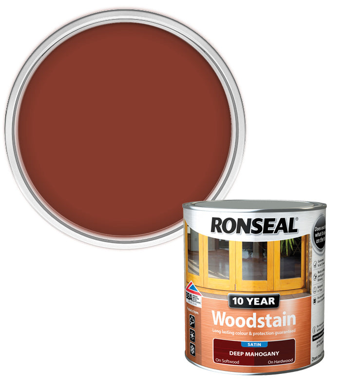 Ronseal 10 Year Exterior Woodstain - Deep Mahogany - 750ml