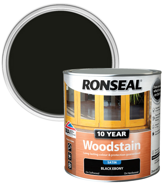 Ronseal 10 Year Exterior Woodstain - Ebony - 2.5L