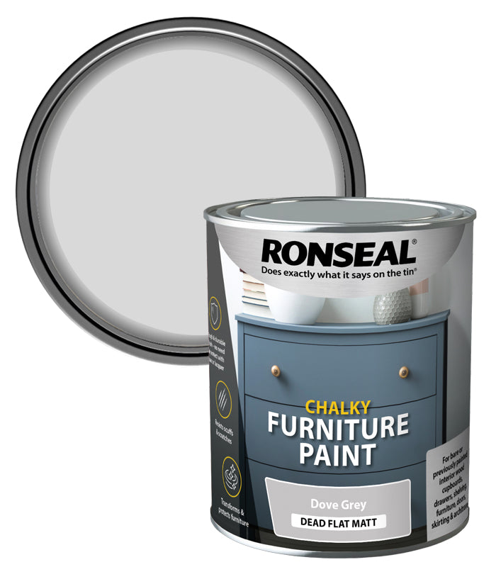 Ronseal Chalky Furniture Paint - Dove Grey - 750ml