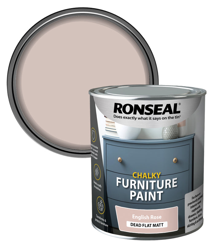 Ronseal Chalky Furniture Paint - English Rose - 750ml